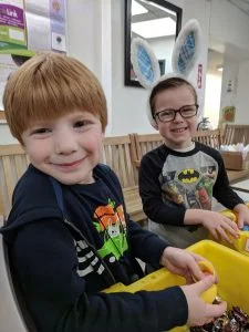 Volunteer kids in bunny ears