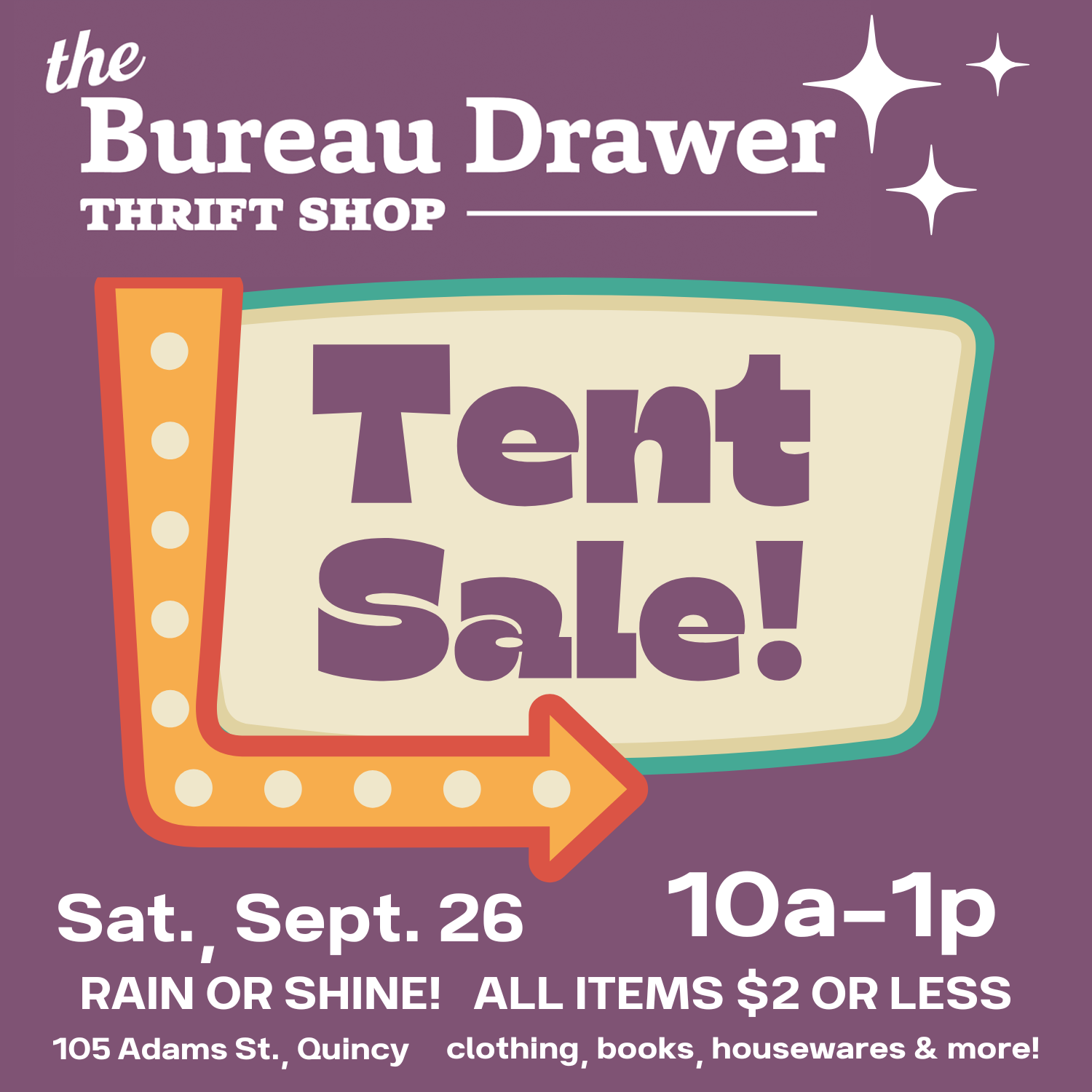 Tent sale Sept. 26