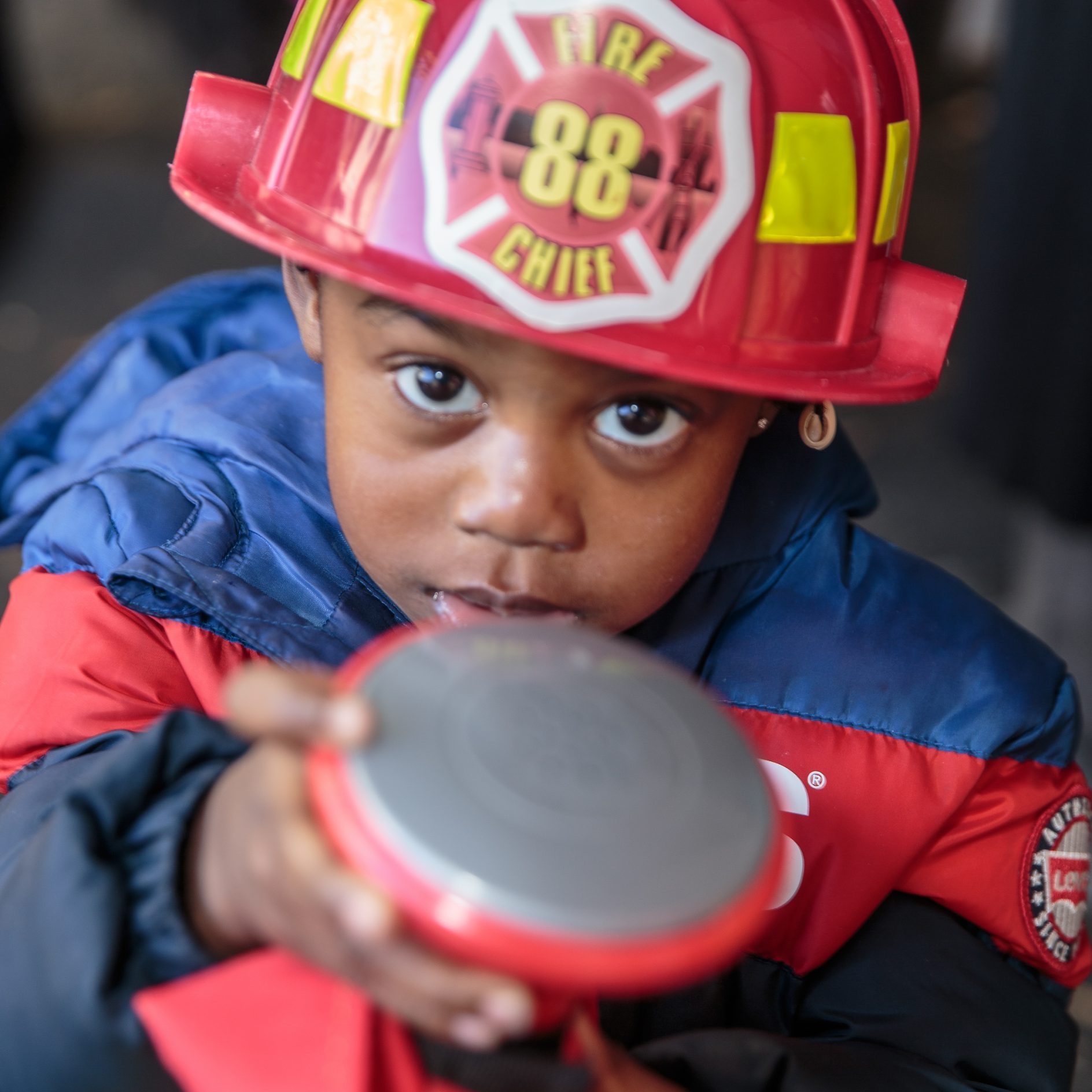 Child in fireman costume