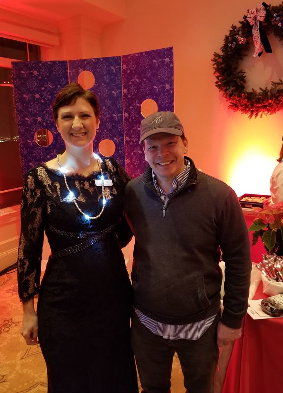 Gala committee member Jen Chu poses with chef Paul Wahlberg of Alma Nove. Wahlberg dropped by unexpectedly to check on the Alma Nove dining station. Courtesy photo.
