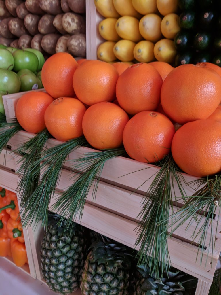 Detail of the Fruit Center Marketplace display, all of which was donated to Interfaith's food pantry after the event.